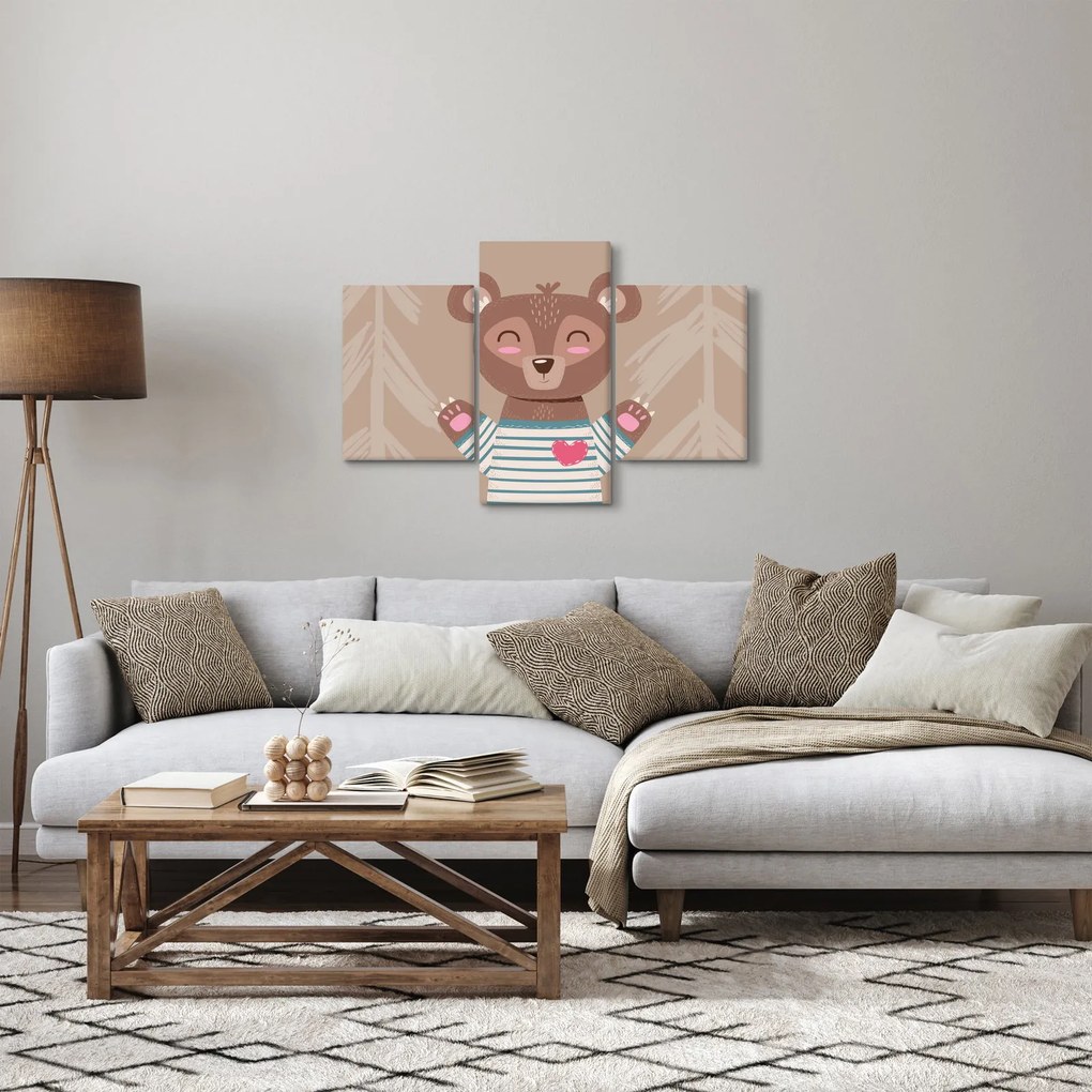 Kép - Mackó csíkos pólóban (90x60 cm)
