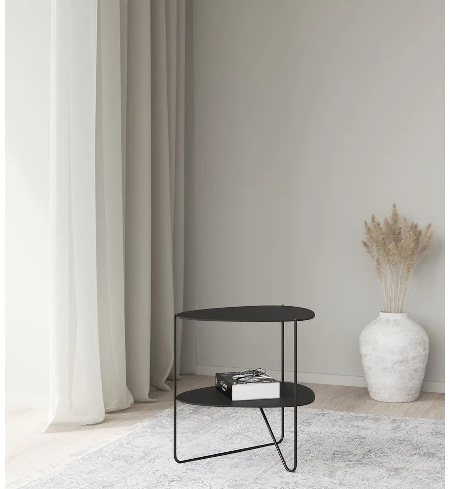 Fekete fém dohányzóasztal 37x44 cm Curve Double Bull – LIND DNA