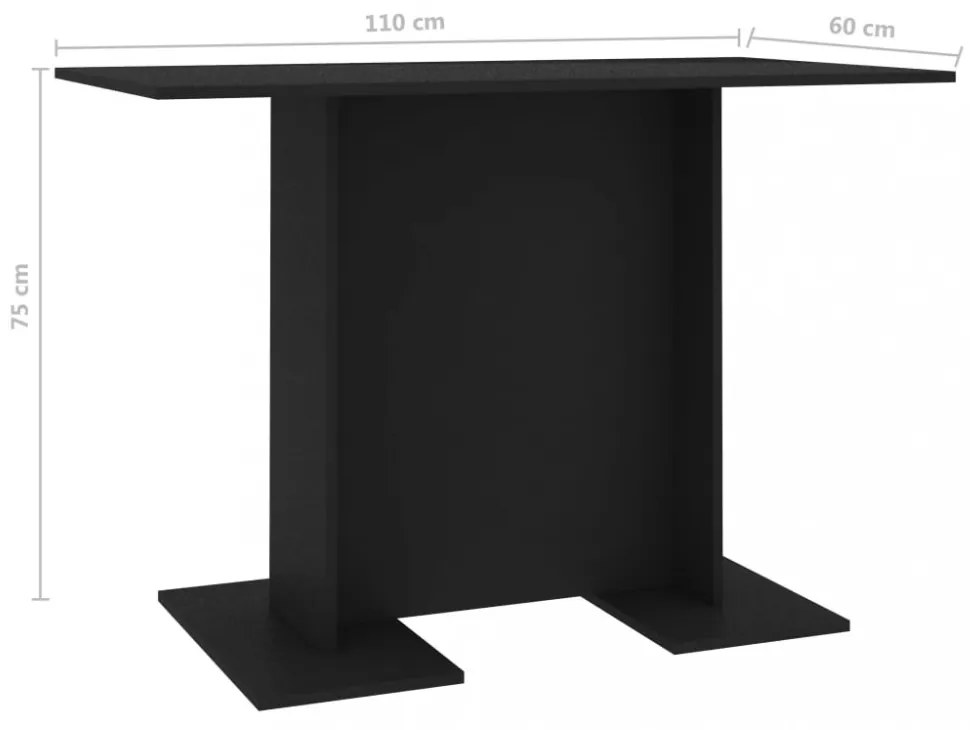 fekete szerelt fa étkezőasztal 110 x 60 x 75 cm
