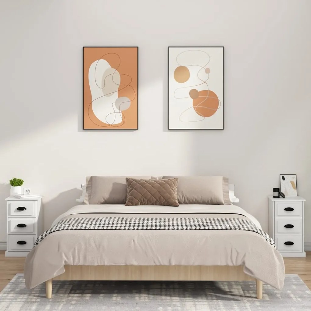 Fehér szerelt fa éjjeliszekrény 39 x 39 x 67 cm
