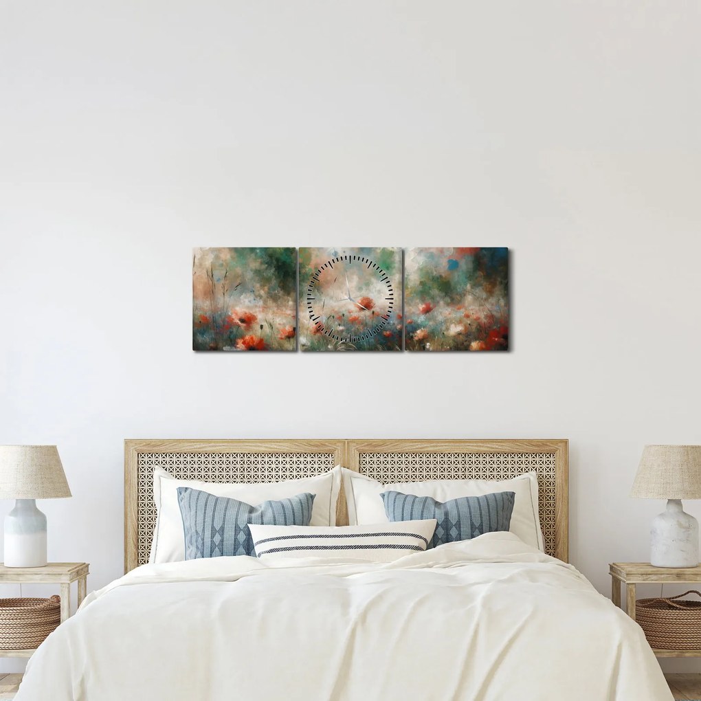 Kép – Pipacsmező absztrakciója (órával) (90x30 cm)