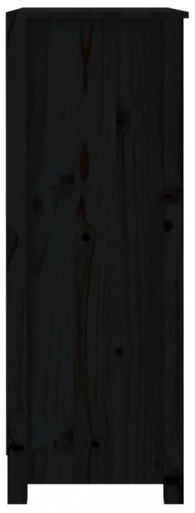 fekete tömör fenyőfa könyvszekrény 80x35x97 cm