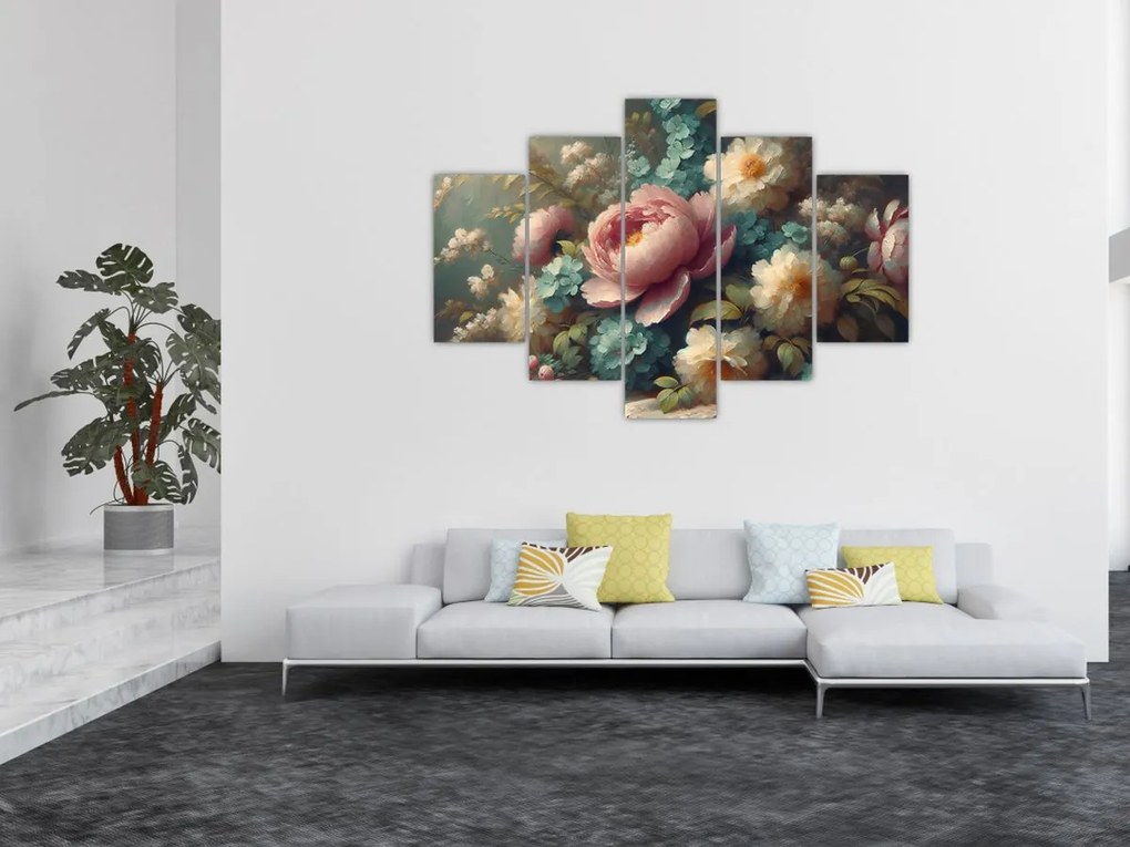 Kép - Természet csendélet virágokkal - festmény (150x105 cm)