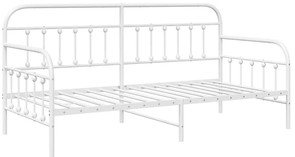 Nappali ágykeret fejtámlával Fehér 90 x 200 cm Acél