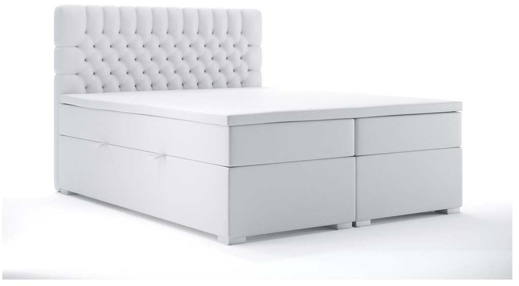 Franciaágy Boxspring 180 cm Daliny (fehér öko-bőr) (tárolóhellyel). Akció -17%. 1044206