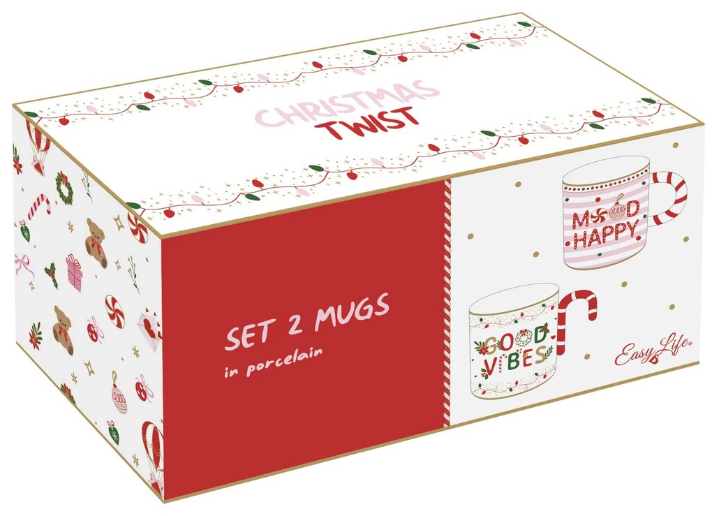 Karácsonyi Porcelán bögre szett 2 db-os 350 ml díszdobozban Christmas Twist