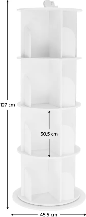 Forgó polcállvány, 4 polc, fehér, ERION TYP 1+ ajándék