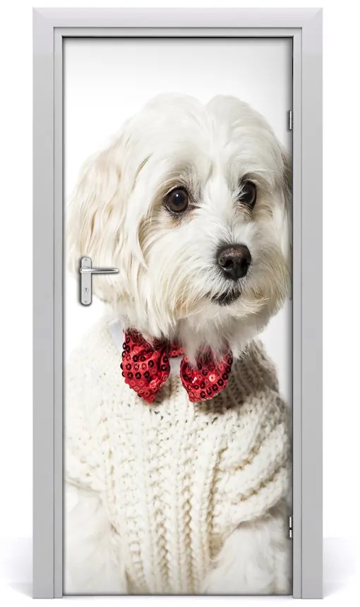 Poszter tapéta ajtóra kutya fegyverrel 85x205 cm