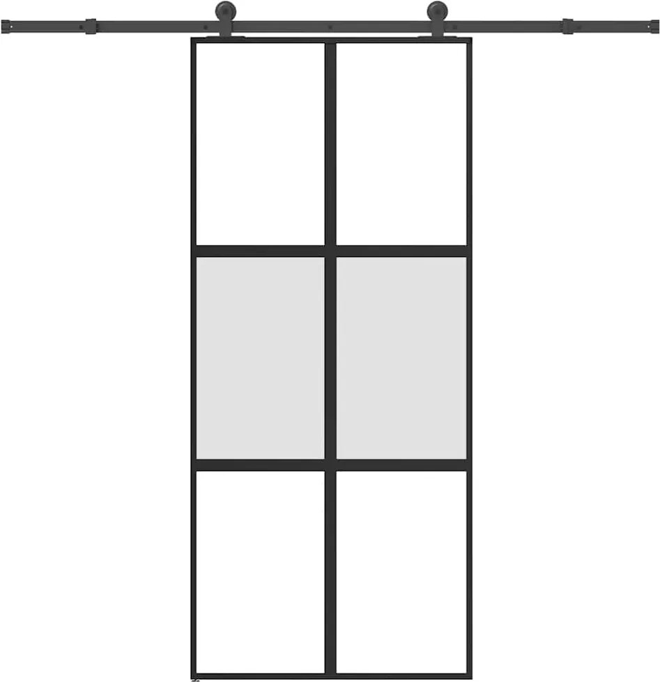 vidaXL tolóajtó vasalattal 90x205 cm edzett üveg&Alumínium