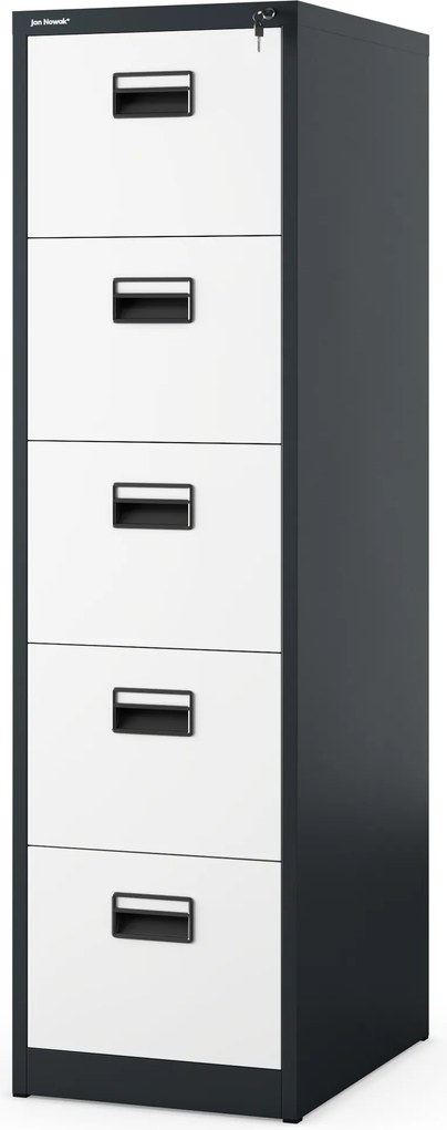 Fém iratszekrény 5 fiókkal, antracit-fehér, 460x1625.5x620 mm: SARA