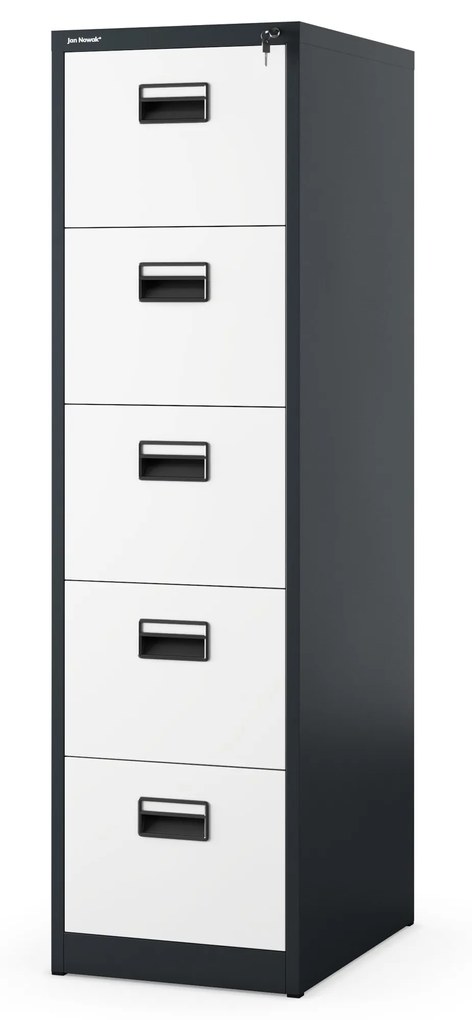 Fém irattartó szekrény, 5 fiókos SARA V5, 460 x 1625.5 x 620 mm, antracit-fehér