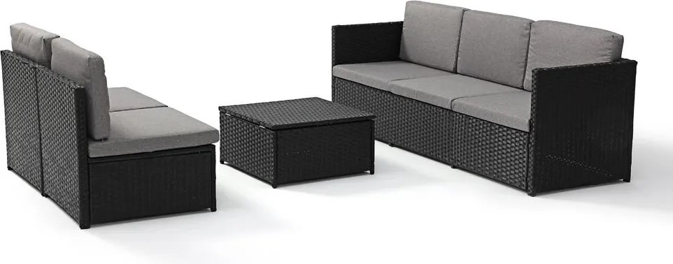 AVENBERG VIS Kerti rattan garnitúra - fekete/sötétszürke