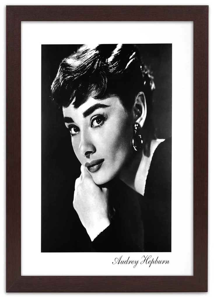 Gario Poszter Audrey Hepburn portréja A keret színe: Természetes, Méret: 70 x 100 cm