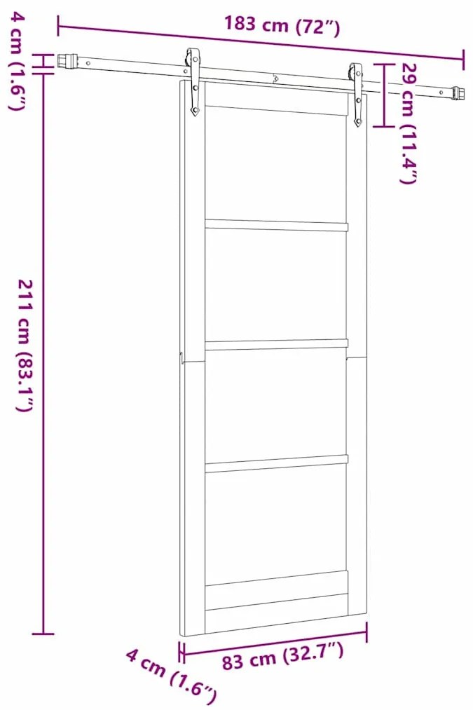 Csúszó ajtó Egyéb ORKDAL Természetes és fekete 83 x 211 cm