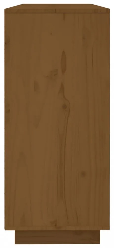 mézbarna tömör fenyőfa tálalószekrény 120x35x80 cm