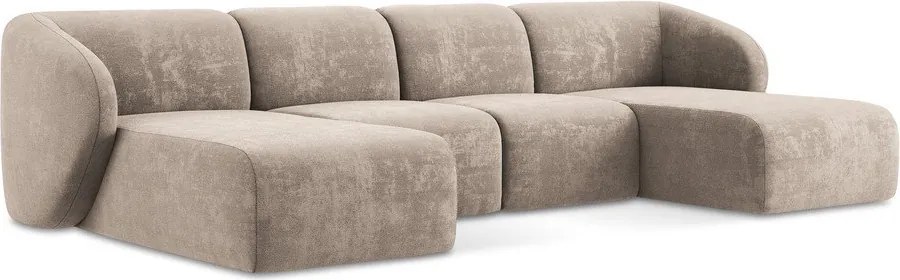 Világosbarna zsenília sarokkanapé (U alakú) Lani – Makamii