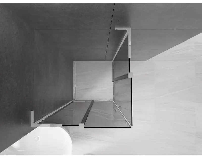 Mexen Velar L Duo, zuhanykabin tolóajtóval 80 x 80 cm, 8mm szürke üveg, króm, 871-080-080-02-43-01