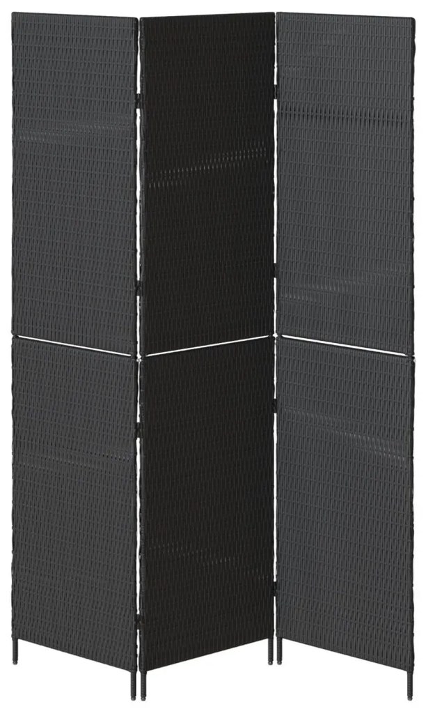 3 Paneles Elválasztó Fekete 146x180 cm Polirattan