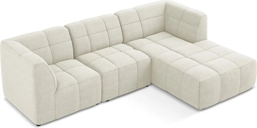 Bézs buklé sarokkanapé (jobb oldali-heverő résszel) Aloha – Makamii