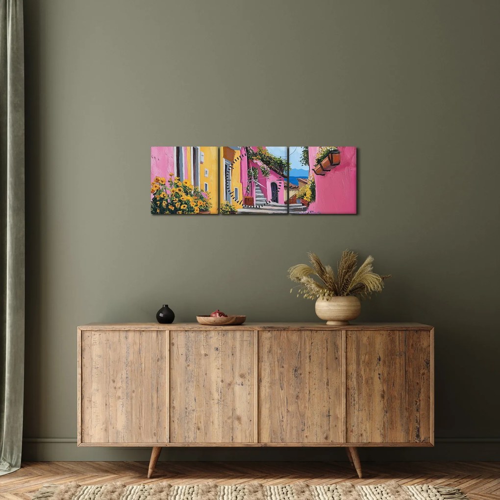 Kép - Rózsaszín sikátor (órával) (90x30 cm)