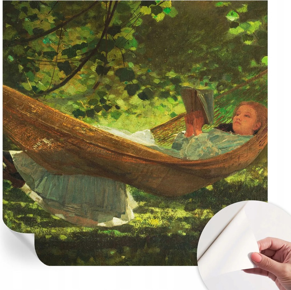 Öntapadós tapéta Fali furnér 3D hatás Pihenés a függőágyban 250x250 cm