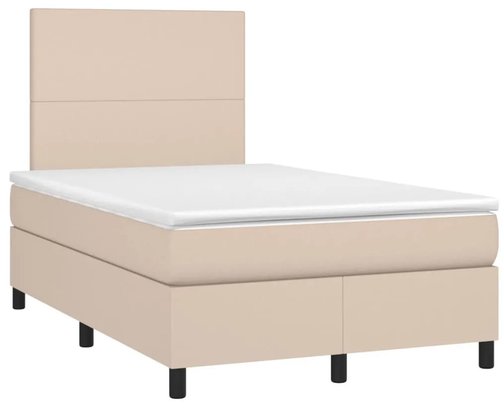 cappuccino színű műbőr rugós és LED-es ágy matraccal 120x190 cm