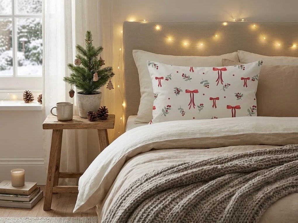 Poliészter-pamut párnahuzat HOLLY BOWS POLY 50x70 cm, színes