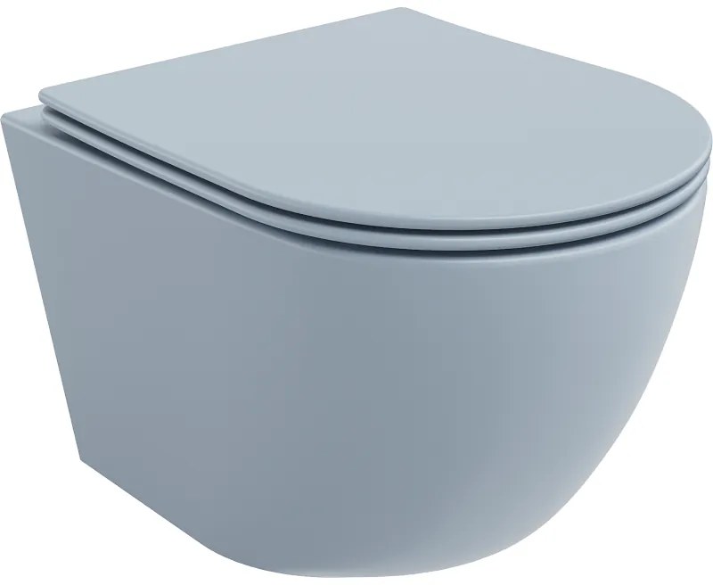 Mexen Lena perem nélküli wc csésze leeresztő automatikás ülőkével, duroplast, Szürke-Kék matt - 30224069