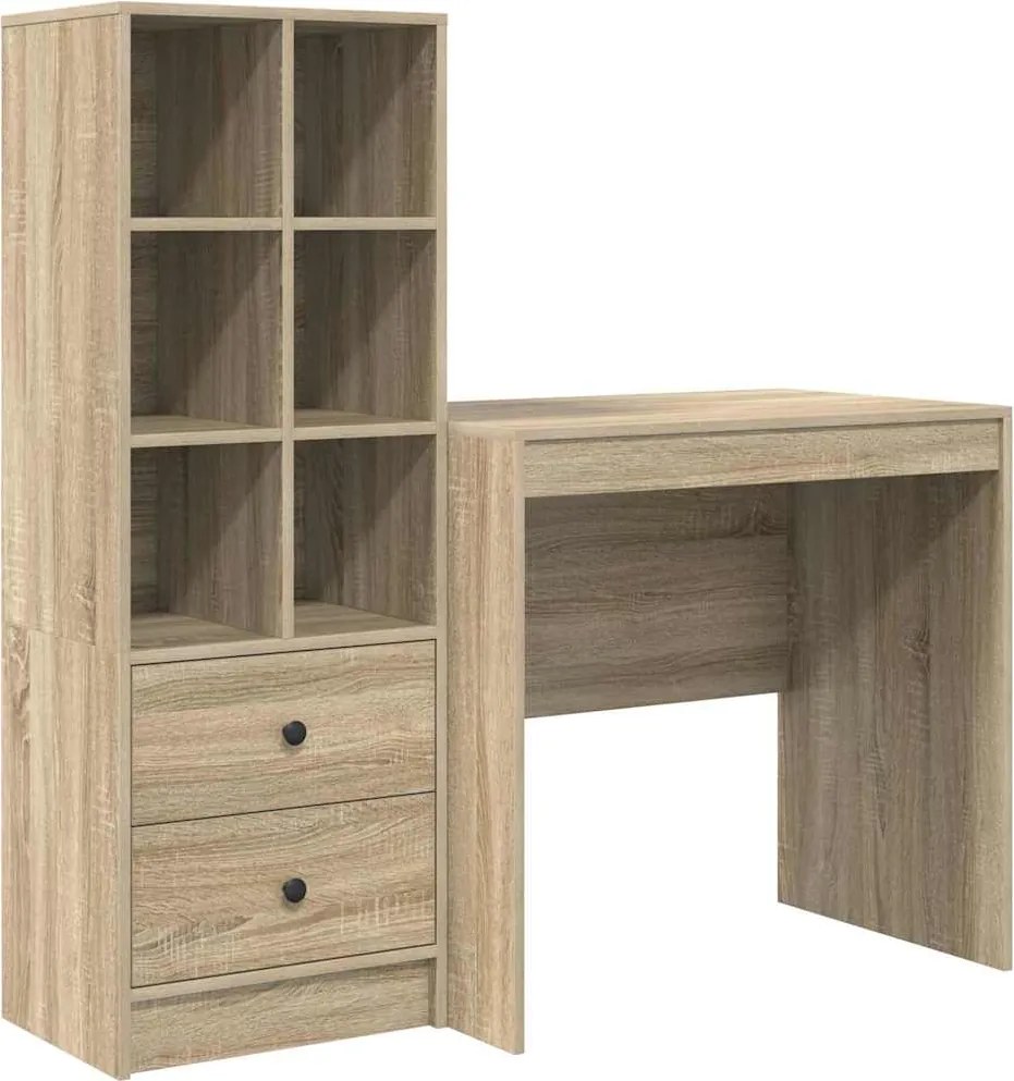 vidaXL Asztal fiókkal 2 pcs Sonoma tölgy