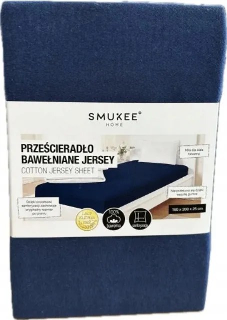 Gumis lepedő pamut jersey 160X200 Sötétkék