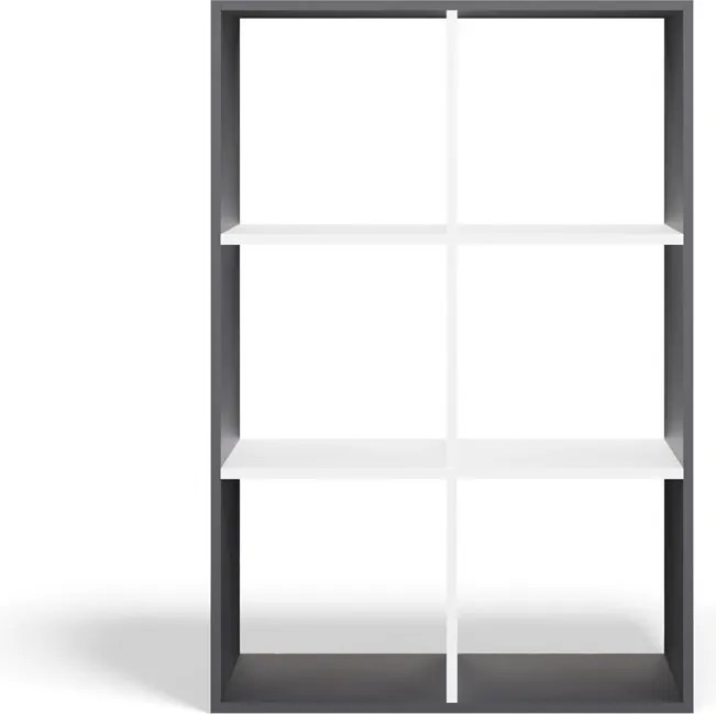 Malax 2x3 polc, 110x75x30 cm, antracit-fehér