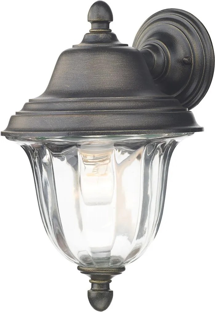 DAR LIGHTING ALD1635 ALDGATE Klasszikus Kültéri Fali Lámpa Fekete Arany, Átlátszó E27 IP44