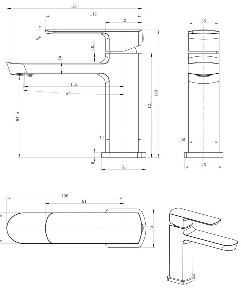 Sapho - MIXONA mosdócsaptelep, 14,8 cm, fényes króm