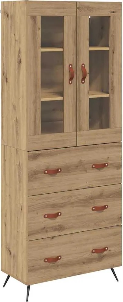 vidaXL Magas szekrény polccal fiókkal 2 pcs Artisan tölgy Faanyag