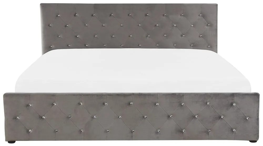 Franciaágy 180 cm AMESIA (szürke) (ágyráccsal és tárolóhellyel). 1026647