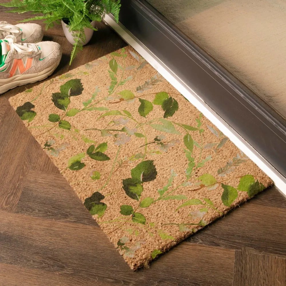 Kókuszrost lábtörlő 40x60 cm Watercolour Leaves – Artsy Doormats