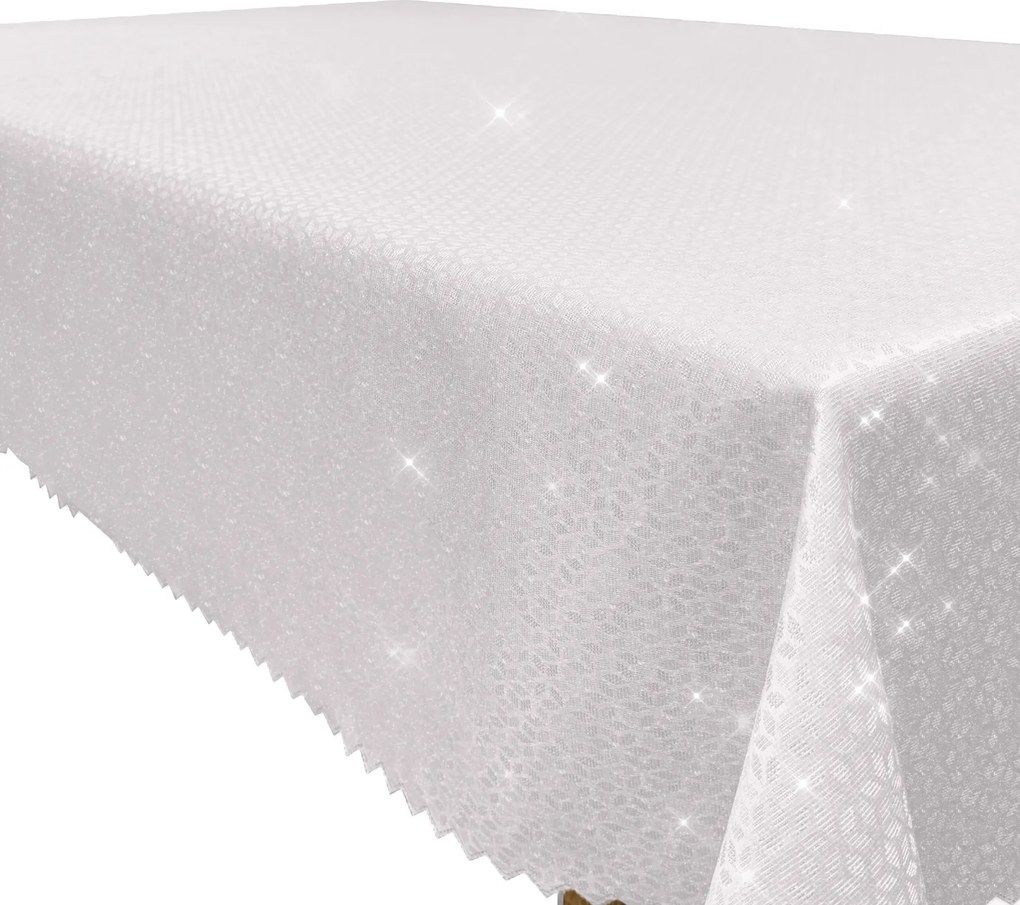 Abrosz Fehér, Fényes Ezüst Cérna Vastag Lengyel Rombusz 140x350