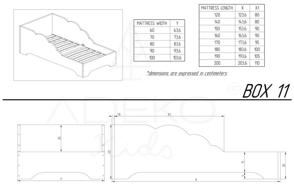 Fenyőfa gyerekágy 80x200 cm Box 11 - Adeko