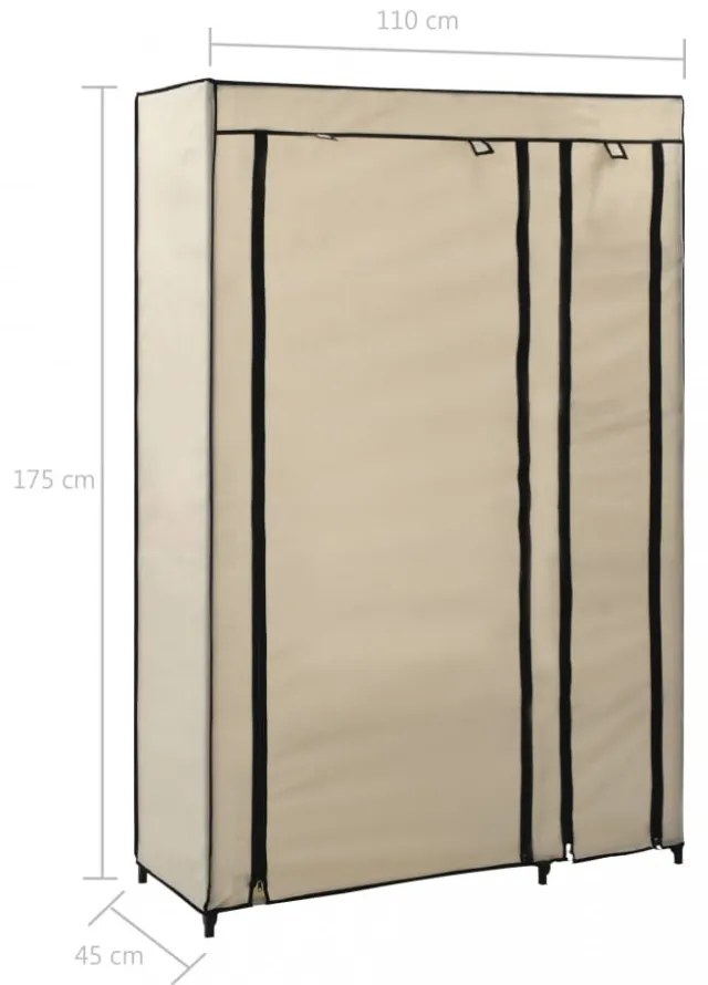 krémszínű összecsukható szövet ruhásszekrény 110 x 45 x 175 cm