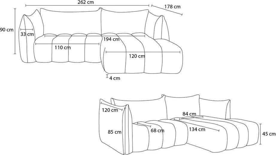 Bézs buklé sarokkanapé (bal oldali-heverő résszel) Azra – Bobochic Paris
