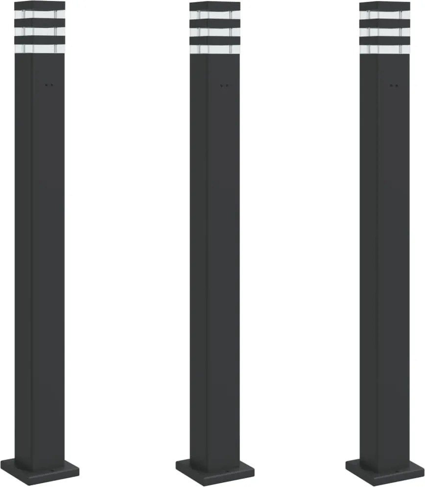 vidaXL 3 db fekete alumínium kültéri állólámpa aljzattal 110 cm