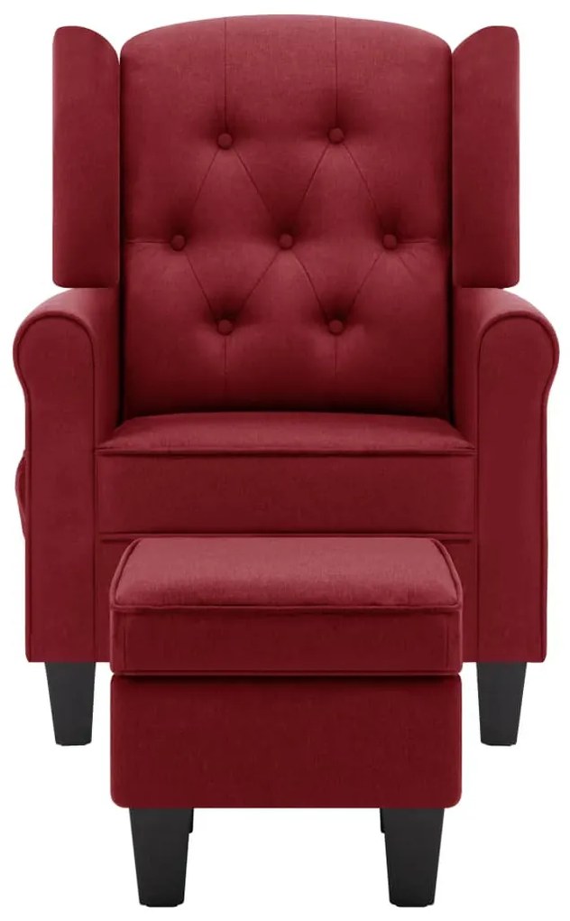 bordó szövet masszázsfotel lábtartóval