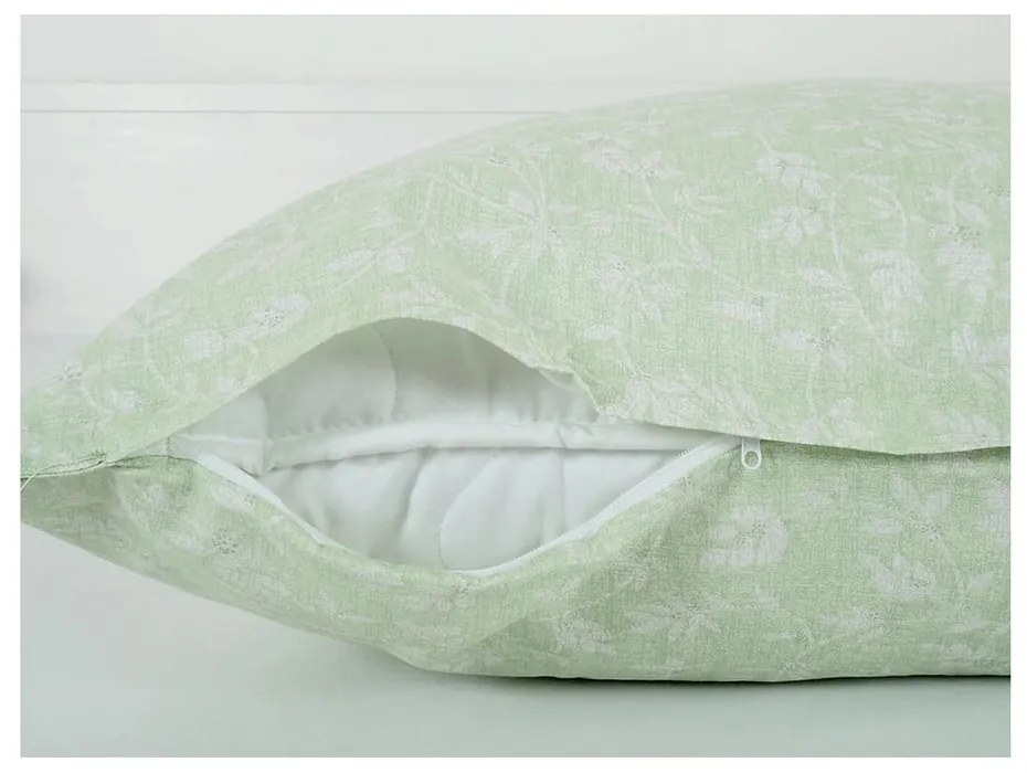 Zöld egyszemélyes krepp ágyneműhuzat 140x200 cm Green Flowers – B.E.S.