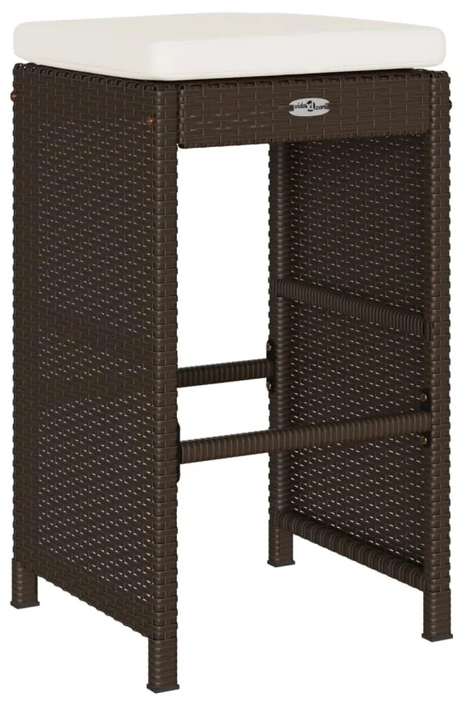 2 db barna polyrattan kerti bárszék párnával