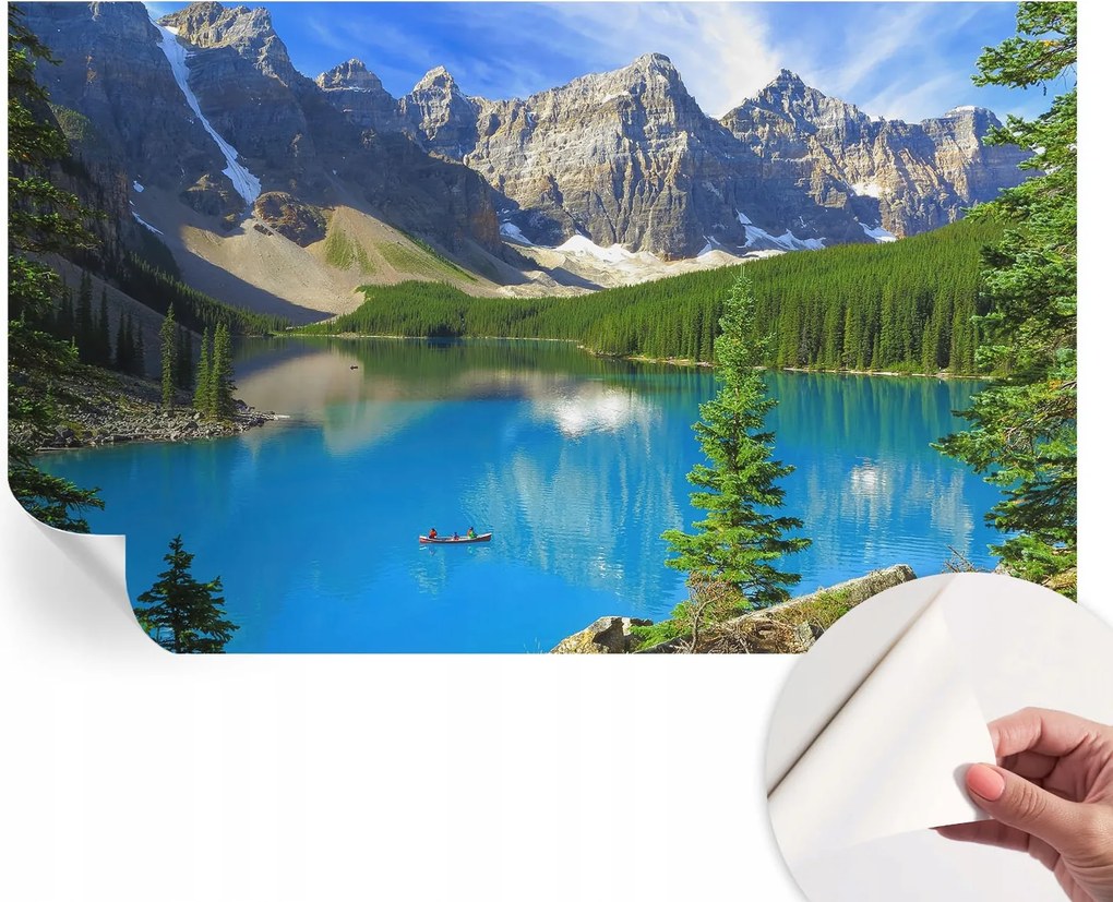 Öntapadós tapéta Fali furnér 3D hatás Hegyi tó 416x254 cm