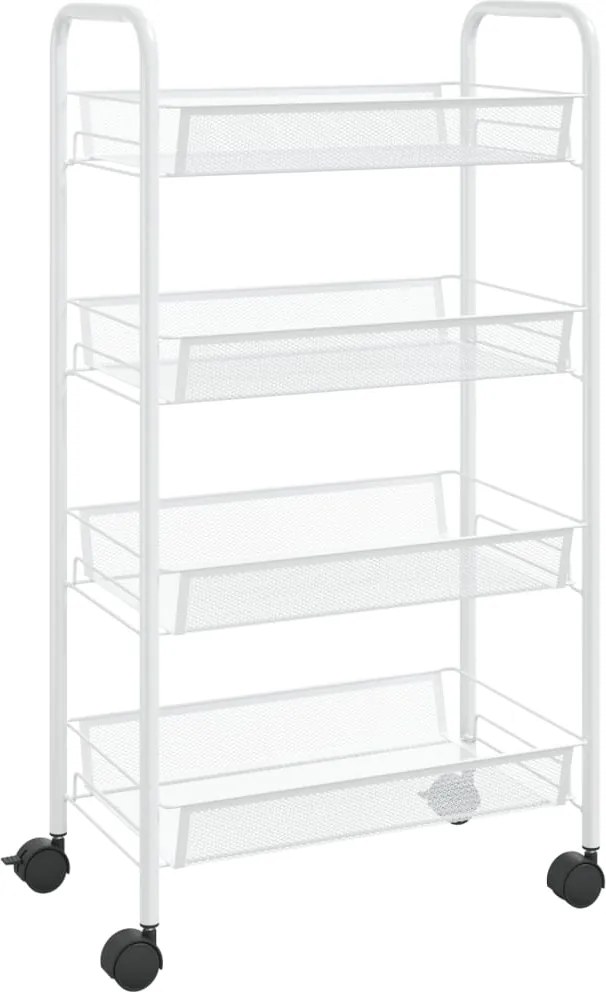 vidaXL fehér 4 szintes vas konyhai kerekes kocsi 46 x 26 x 85 cm