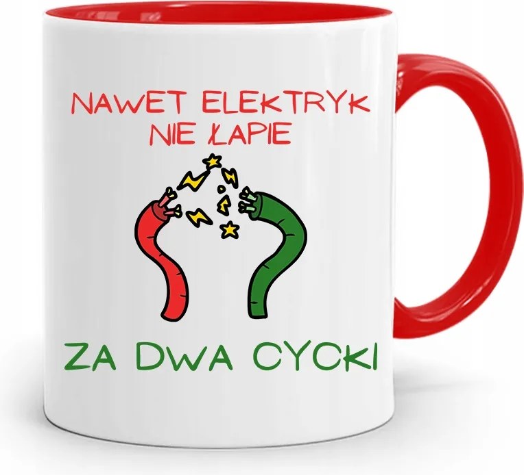 Piros Vicces Bögre Még Villanyszerelőnek Is, fényképes nyomattal