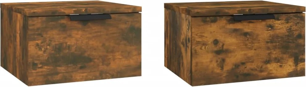 vidaXL 2 db füstös tölgy falra szerelhető éjjeliszekrény 34x30x20 cm