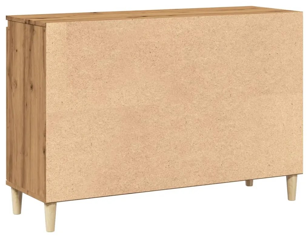 kézműves tölgy színű szerelt fa tálalószekrény 102 x 35 x 70 cm