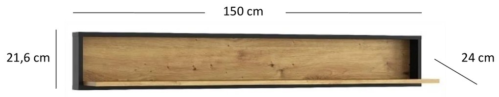 Polc 150 cm Bobbie (artisan tölgy + fekete). 1052780